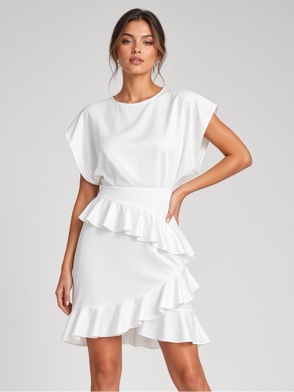 Fame and partners white raffle dress 4